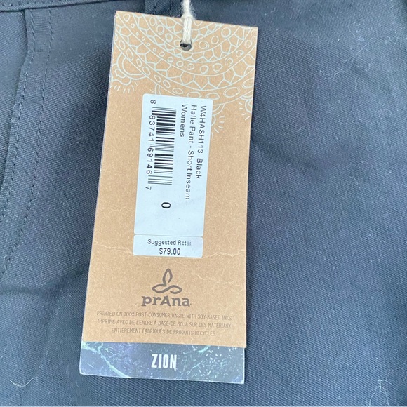 PrAna Black Halle Pant Zion Size 0 Short Inseam Relaxed Fit Mid Rise NWT - Picture 10 of 10